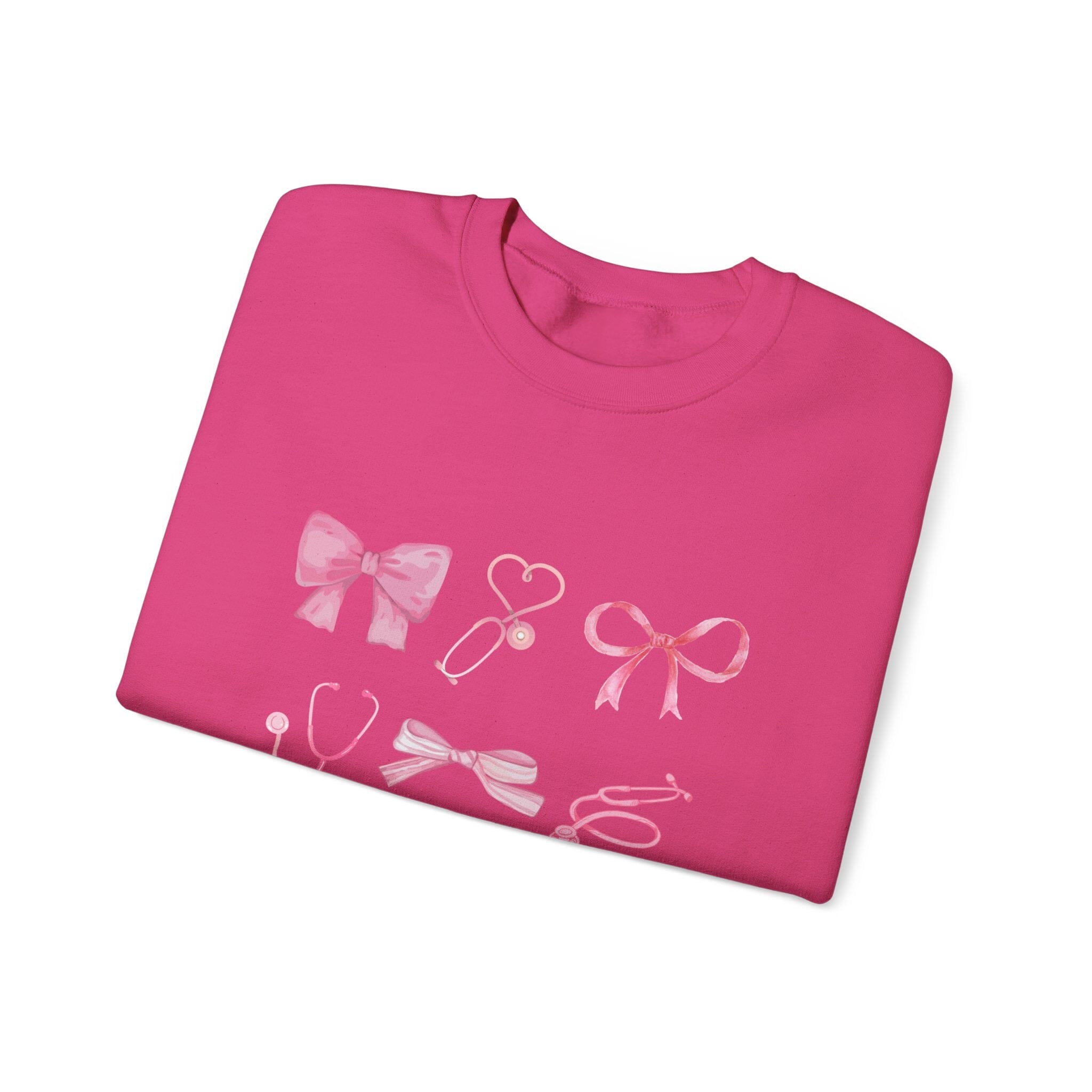 Coquette Bow Stethoscope Graphic Crewneck Sweatshirt Printify 