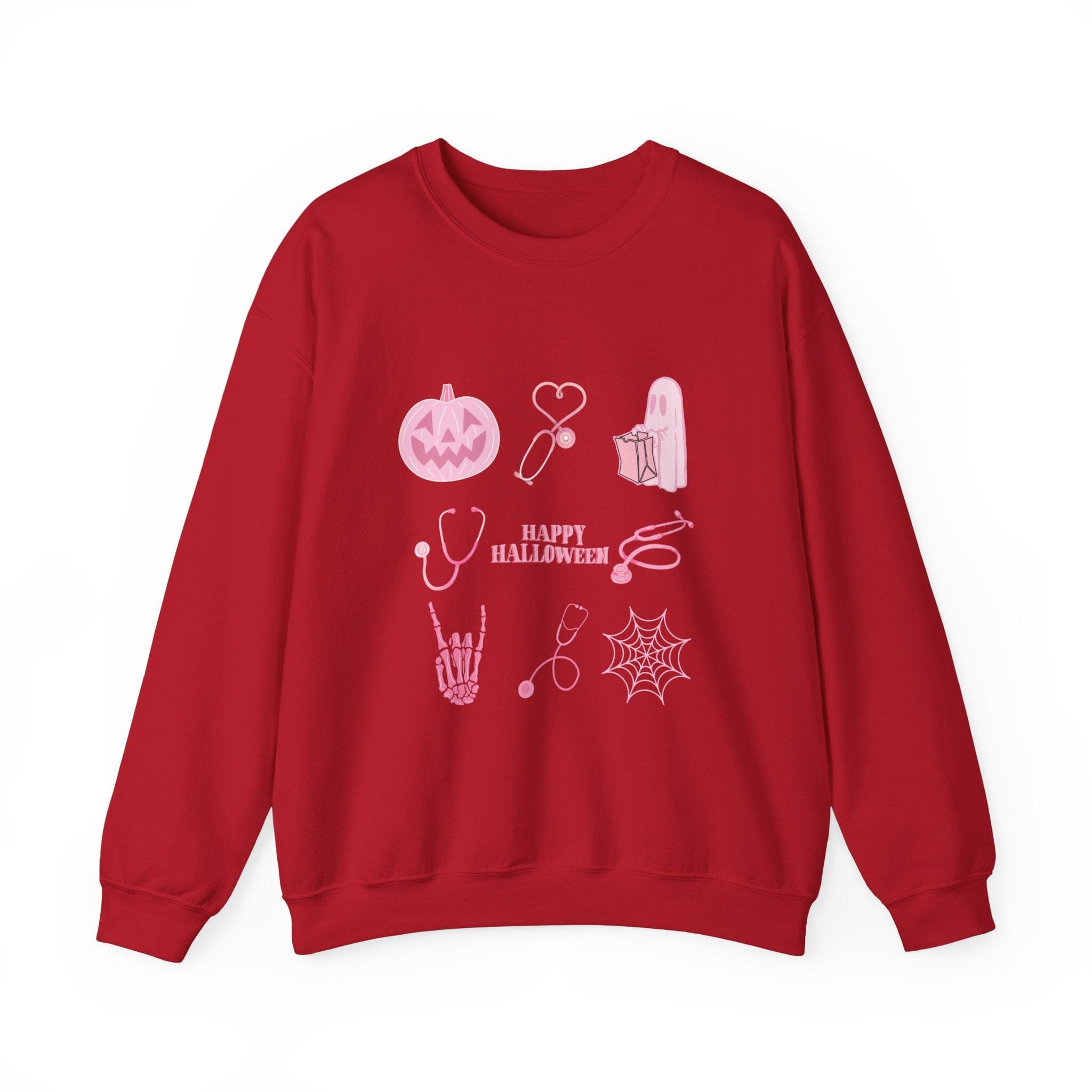 Halloween Stethoscope Graphic Crewneck Sweatshirt Sweatshirt Printify Cherry Red S 