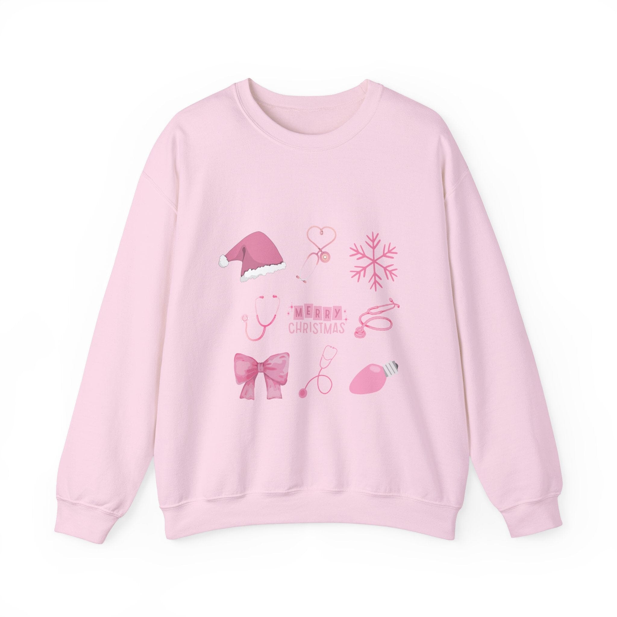 Christmas Stethoscope Graphic Crewneck Sweatshirt Sweatshirt Printify Light Pink S 