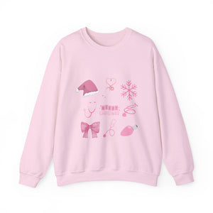 Christmas Stethoscope Graphic Crewneck Sweatshirt Sweatshirt Printify Light Pink S 