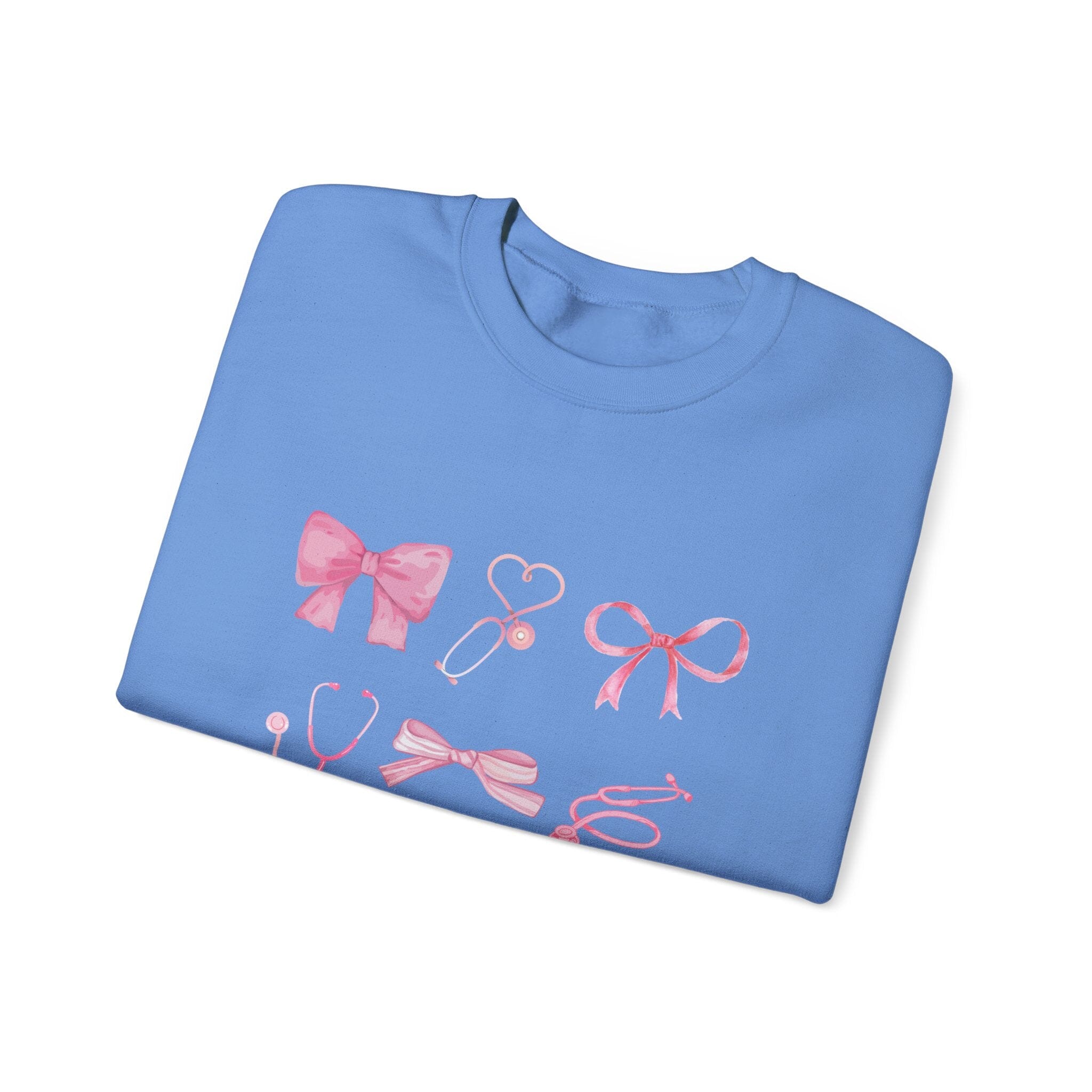 Coquette Bow Stethoscope Graphic Crewneck Sweatshirt Printify 