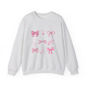 Coquette Bow Stethoscope Graphic Crewneck Sweatshirt Printify Ash S 