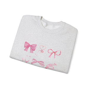 Coquette Bow Stethoscope Graphic Crewneck Sweatshirt Printify 