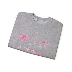 Coquette Bow Stethoscope Graphic Crewneck Sweatshirt Printify 