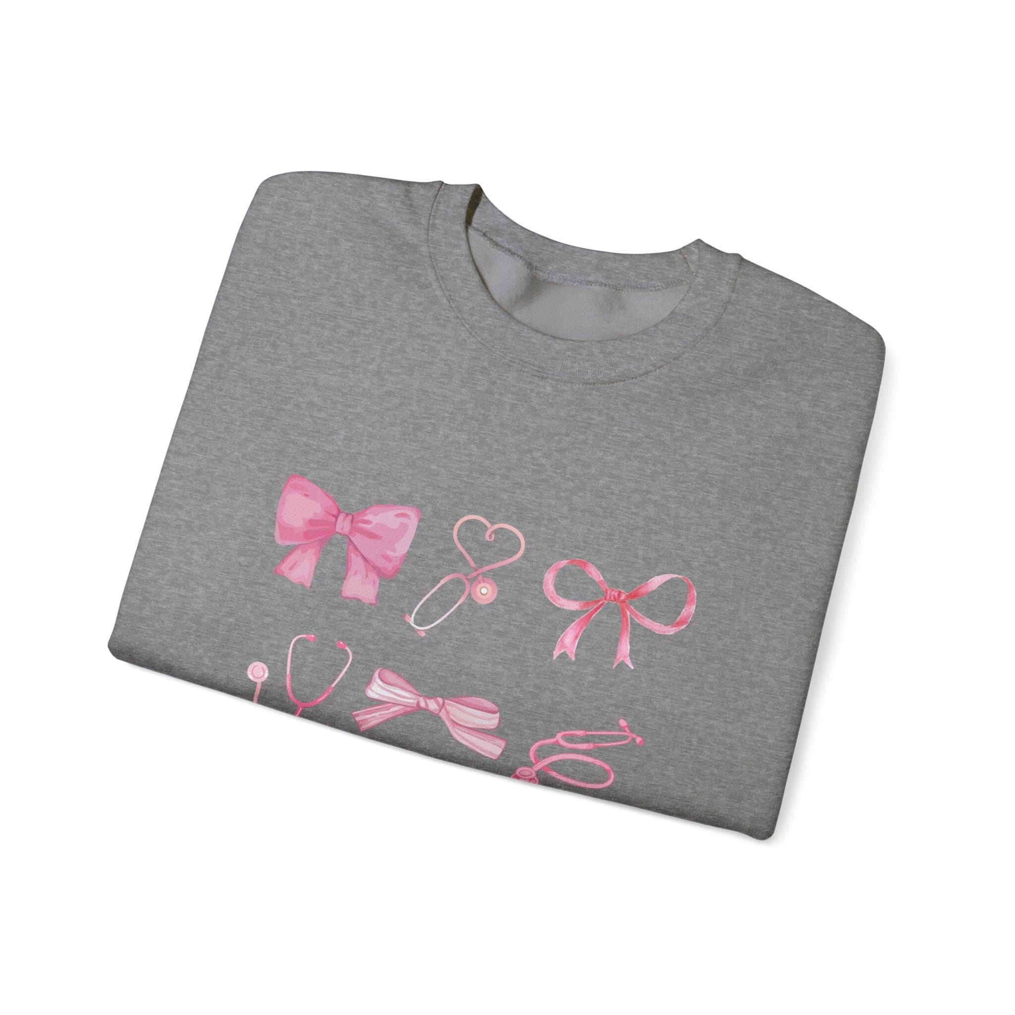 Coquette Bow Stethoscope Graphic Crewneck Sweatshirt Printify 