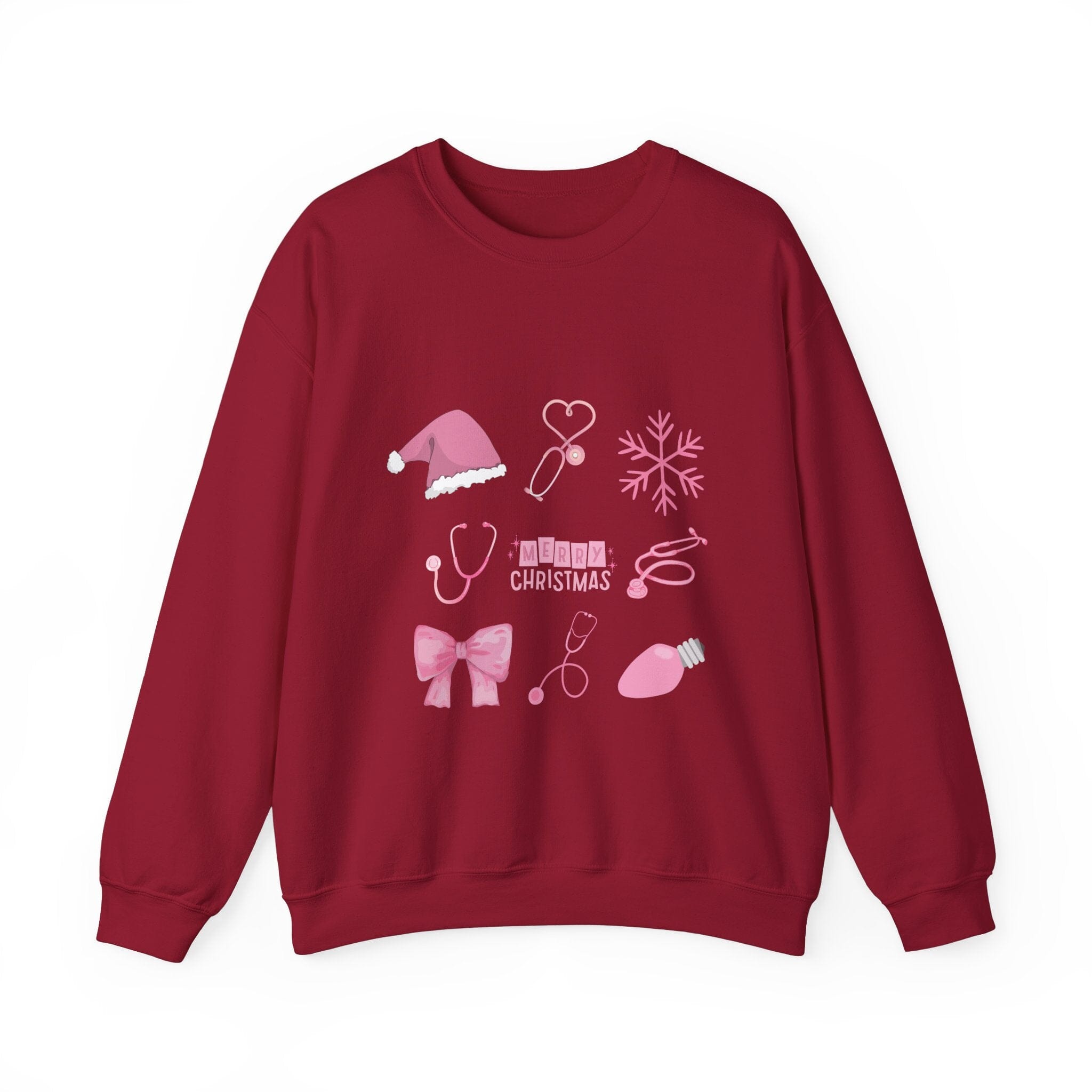 Christmas Stethoscope Graphic Crewneck Sweatshirt Sweatshirt Printify Cardinal Red S 