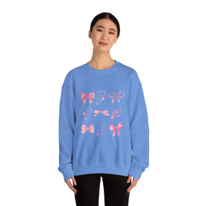 Coquette Bow Stethoscope Graphic Crewneck Sweatshirt Printify 