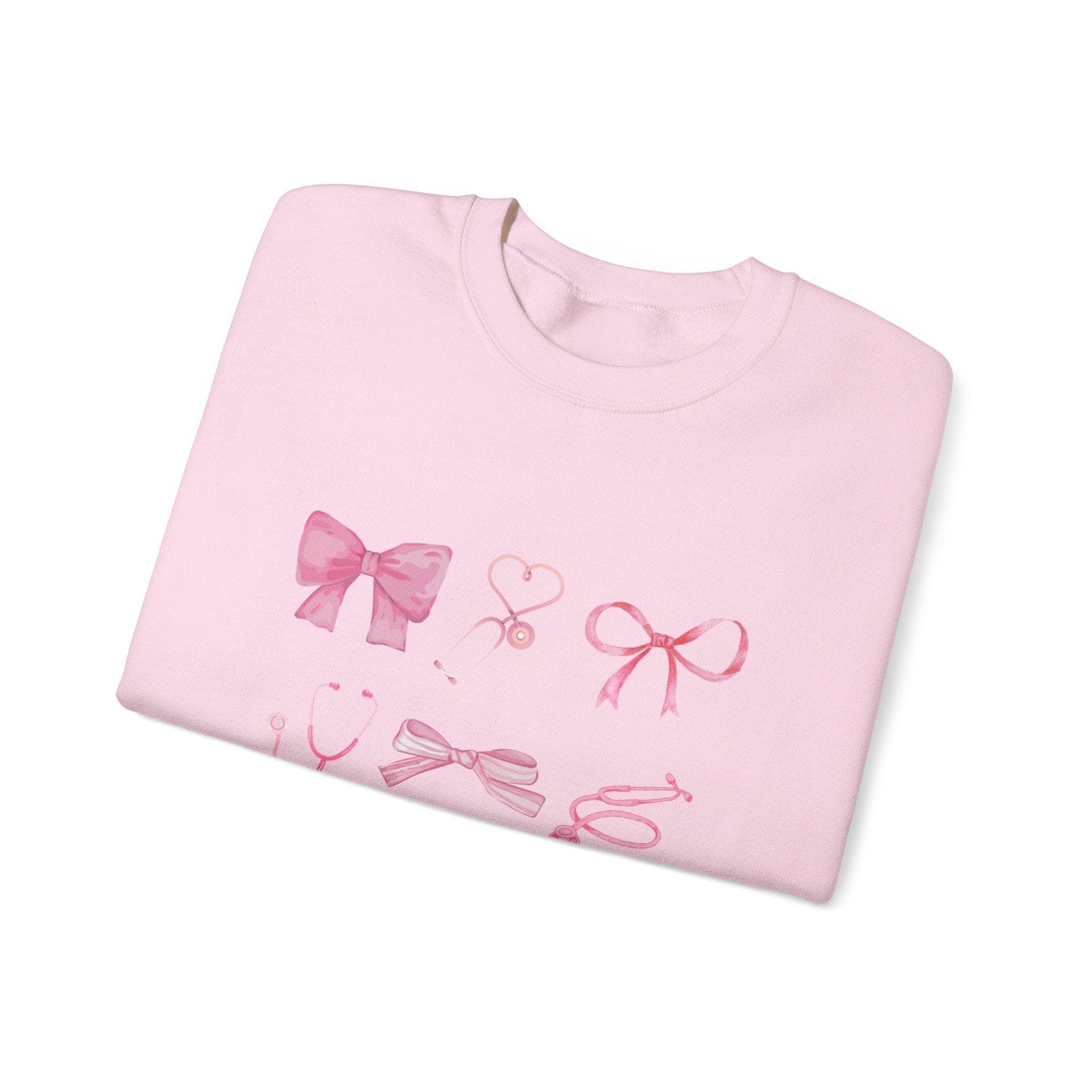 Coquette Bow Stethoscope Graphic Crewneck Sweatshirt Printify 