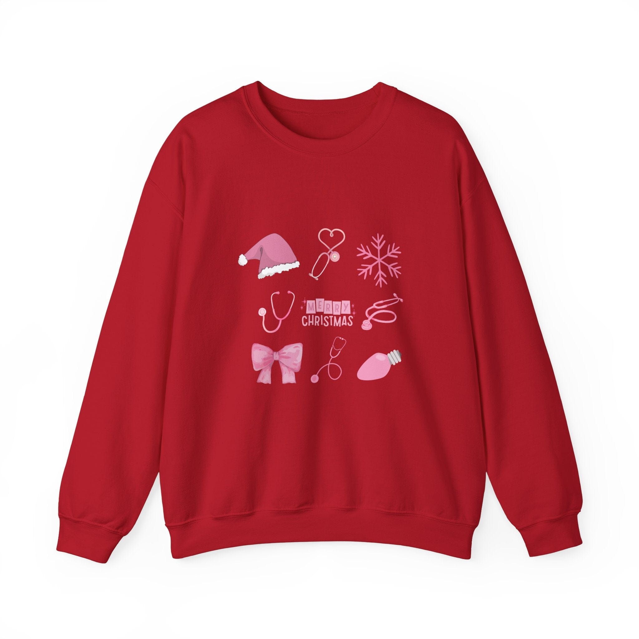 Christmas Stethoscope Graphic Crewneck Sweatshirt Sweatshirt Printify Cherry Red S 