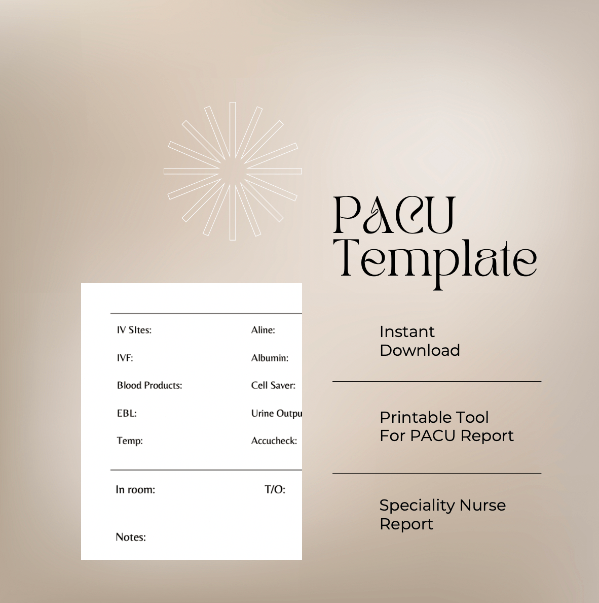 Digital Download Pacu Nurse Report Template – Miami Design Shops